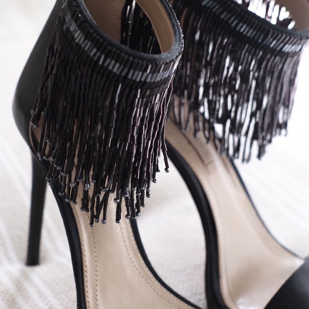 BCBG MaxAzria Beaded Heels - Leather and Satin